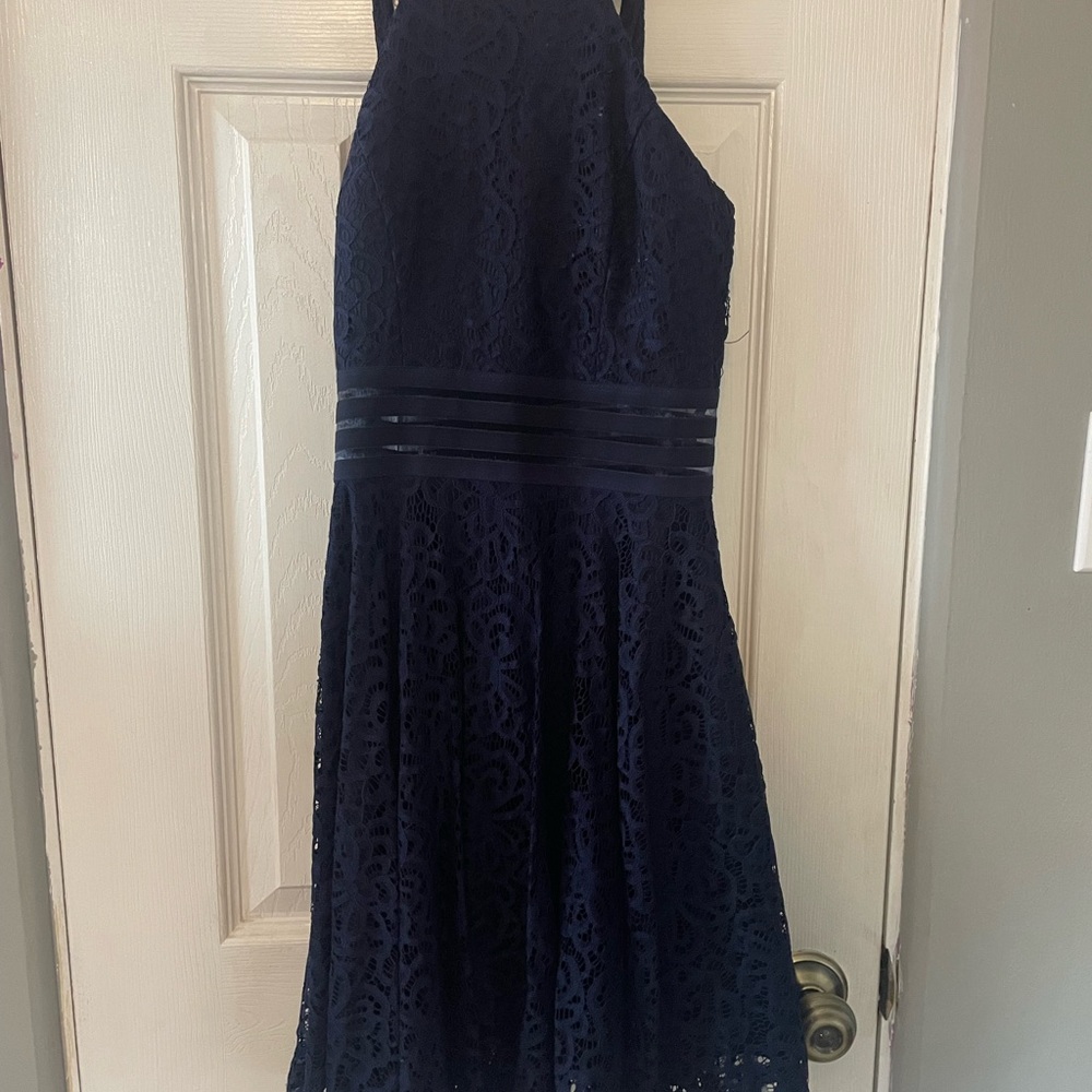 Elegant Navy Lace Dress
